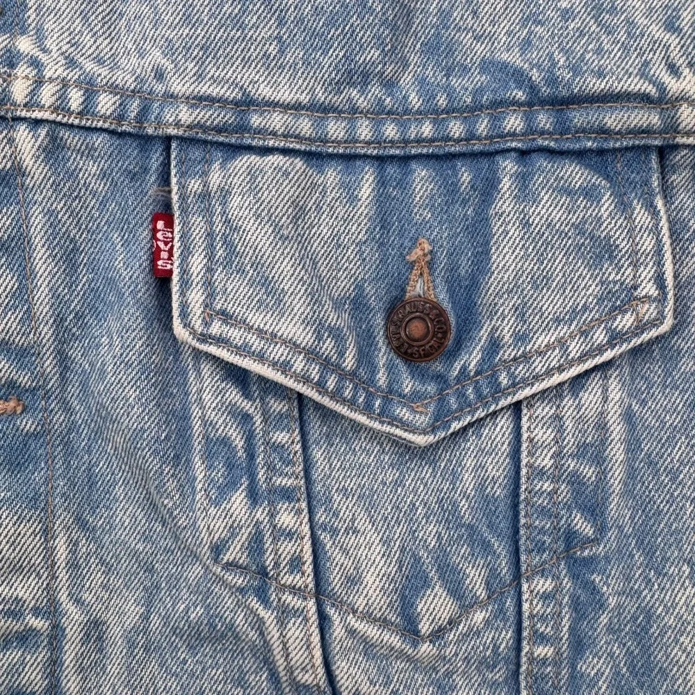 Vintage 80s Levis Trucker Jacket Mens L 70507 0208 Blue Acid Wash Made In USA - Picture 6 of 10